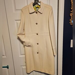 J.Crew Lady Day Classic Button-Up Coat - cream, size 10 tall